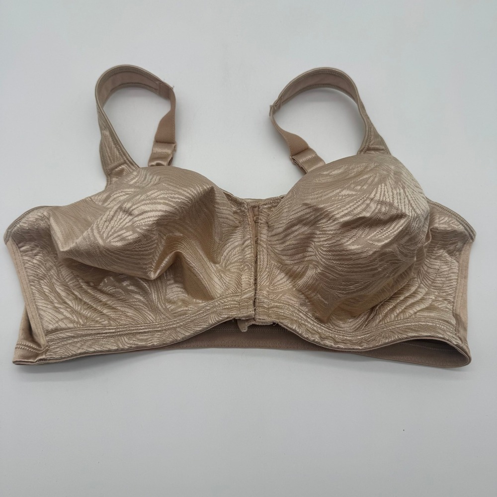 Playtex 18 Hour Posture Bra E525 Beige Tan Leaf Jacquard Front Close 40DD